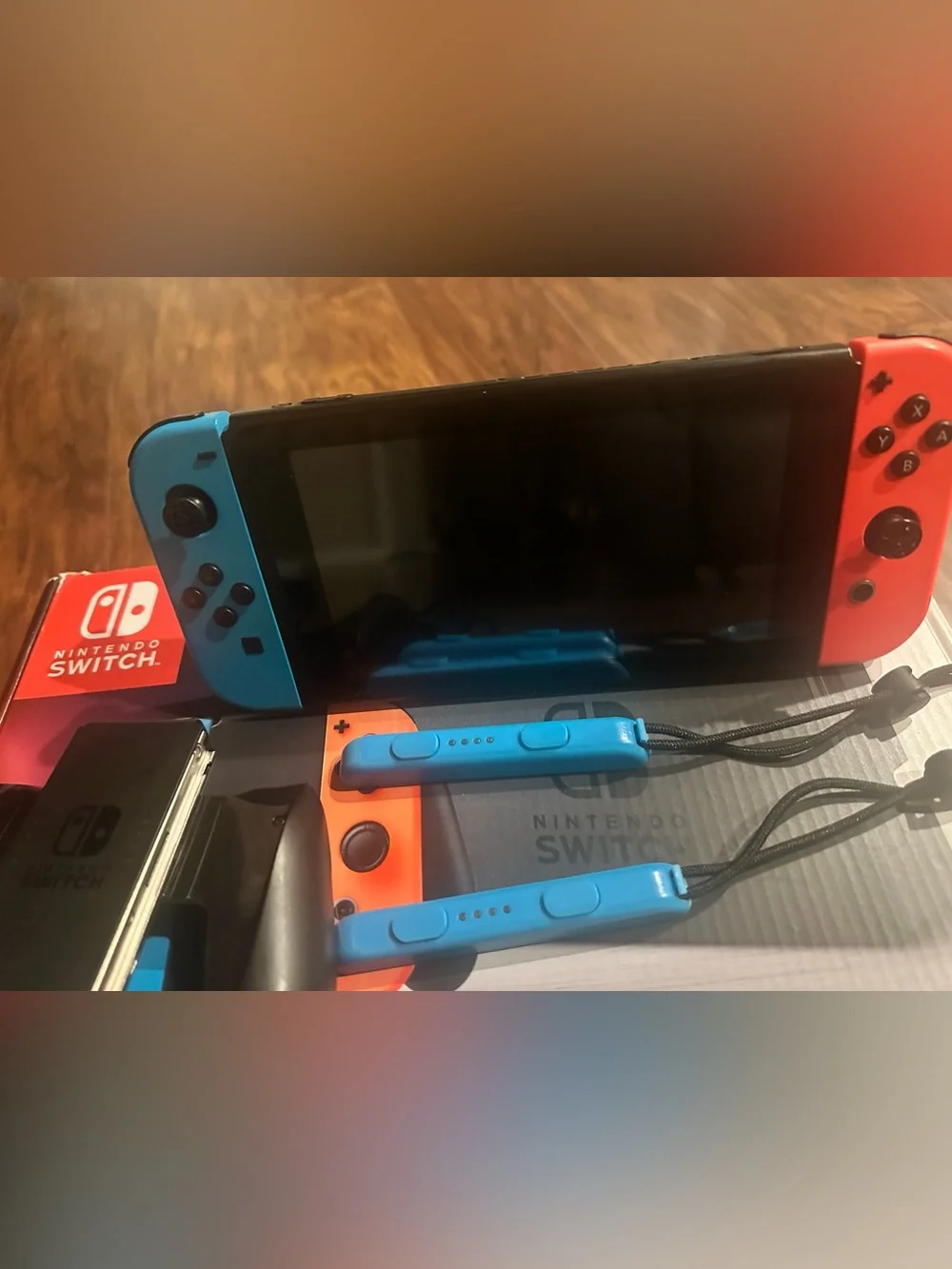 Nintendo Switch with Red and Blue Joy-Con, Racing Wheels & Games